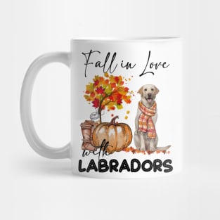 Fall In Love With Yellow Labradors Fall Pumpkin Thanksgiving Mug